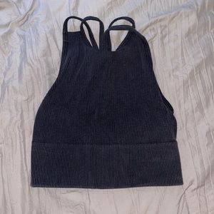 Gilly Hicks Ribbed High Neck Crop Top